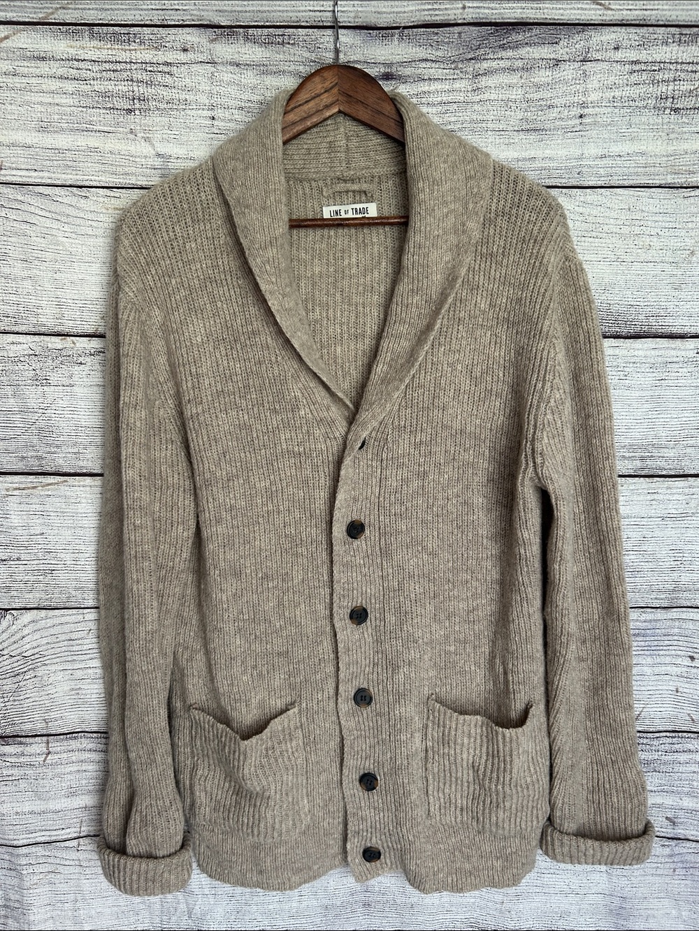 Line of Trade 100% Shetland wool button front cardigan size medium